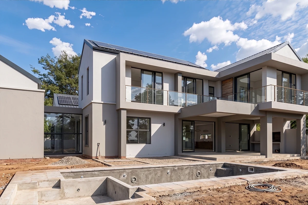 Luxury estate landscaping with irrigation and lawn installation in Douglasdale